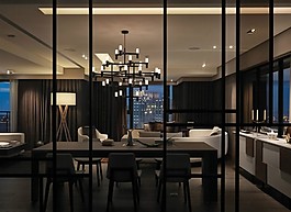 暗色中式餐廳效果圖