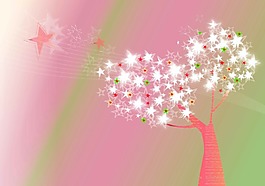 時(shí)尚夢(mèng)幻星星大樹插畫