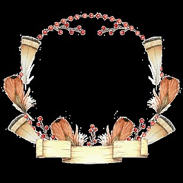 簡(jiǎn)約花環(huán)透明水彩裝飾圖