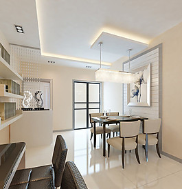 現(xiàn)代中式小戶型餐廳效果圖