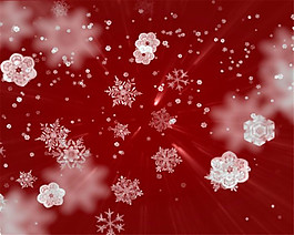 浪漫唯美紅色背景圣誕雪花