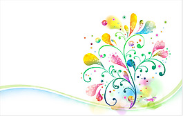 矢量手繪彩色花紋線條背景素材