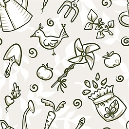 創意手繪農作物復古卡片背景