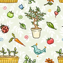 植物動物復(fù)古卡片背景