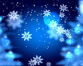 浪漫圣誕藍(lán)白雪花背景素材