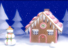浪漫卡通雪地圣誕屋