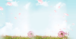 清新粉色花朵banner背景素材