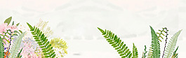 清新绿色叶子banner背景素材