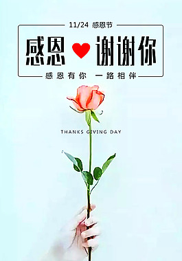 感恩節玫瑰文藝范海報