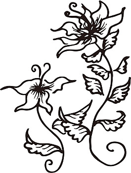 郁金香矢量線條花朵素材