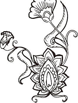 精致矢量線條花朵素材