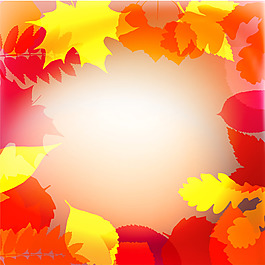 紅色漸變楓葉邊框背景