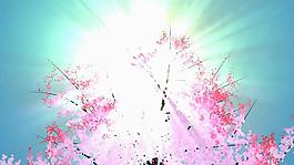 夢幻藍(lán)天桃樹背景視頻素材