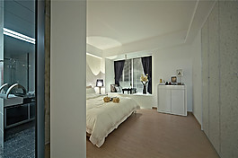 現(xiàn)代輕淡風(fēng)格臥室木地板室內(nèi)裝修效果圖