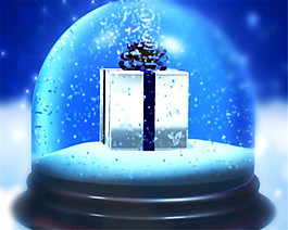 夢幻唯美圣誕玻璃雪球禮盒裝飾素材