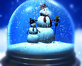 夢幻唯美圣誕玻璃雪球雪人裝飾素材