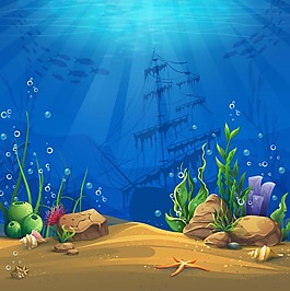 美麗的海底世界插畫