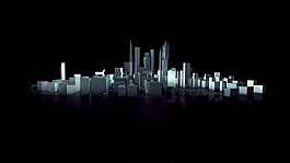 创意三维城市地平线翻转为logo标志的AE模板