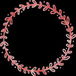 紅色簡(jiǎn)筆圓形花朵邊框裝飾素材
