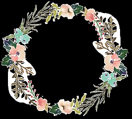 小清新花環(huán)水彩透明裝飾花朵素材