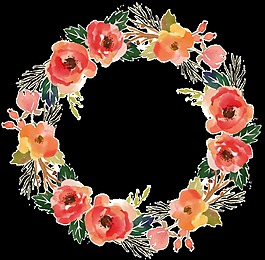 大花朵花環(huán)水彩透明裝飾花朵素材