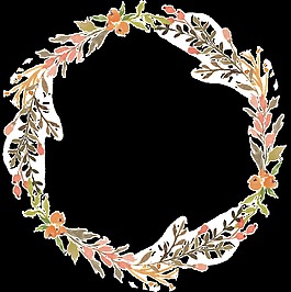 碎花花環(huán)水彩透明裝飾花朵素材