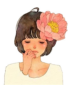彩繪花朵女孩頭像元素