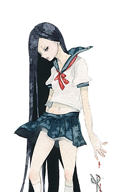 彩繪長發(fā)女生圖案元素