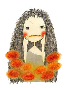 彩繪可愛長發(fā)女孩圖案元素