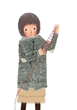 玩毛線卡通女孩圖案