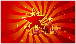 放射状背景红色星星和礼物盒转场带通道