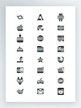 灰色发光效果的常用软件图标集