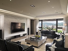 簡約客廳現代射燈玻璃陽臺電視背景裝修效果