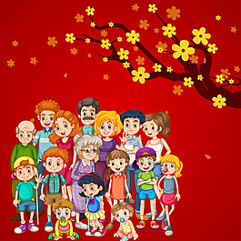 春節(jié)元宵節(jié)一家人燈籠海報背景