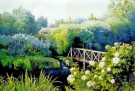 小桥流水油画装饰画