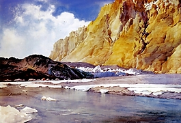 風景高山河流裝飾畫