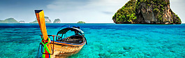 藍(lán)色海洋漁船孤島淘寶banner背景