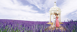 紫色薰衣草婚禮莊園淘寶banner背景