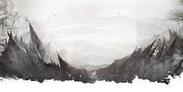 手繪中國風(fēng)水墨淘寶banner背景