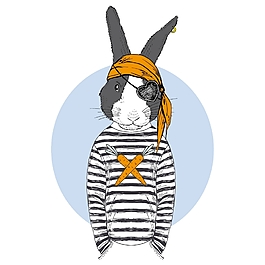 手繪彩繪兔子頭圍巾休閑衣服裝飾畫