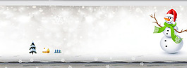 簡約卡通圣誕雪人淘寶banner背景