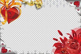 紅花愛情主題邊框免摳png透明圖層素材