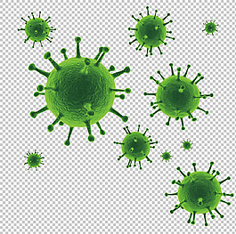 不同大小綠色病毒免摳png透明圖層素材