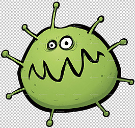 手繪卡通綠色病毒免摳png透明圖層素材
