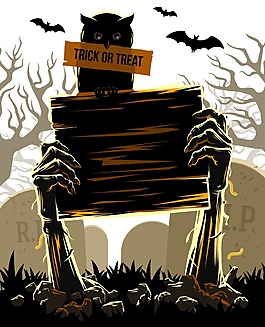 萬圣節(jié)手繪僵尸墓地