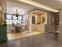 清新現(xiàn)代餐廳效果圖