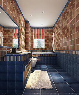 藍色田園地中海浴室效果圖