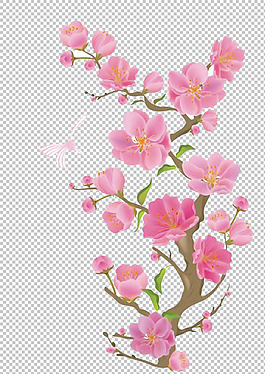 粉紅色春天鮮花免摳png透明圖層素材