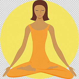 黃色美女打坐圖免摳png透明圖層素材