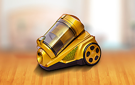 金色金属吸尘器icon图标设计